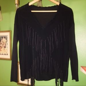 Black fringe top